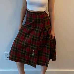 Plaid kilt midi skirt